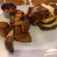 vegan breakfast sandwich and potatoes at Cafe Nola in Frederick