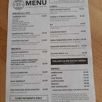Food menu at House Coffee Co in Shrewsbury