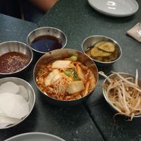 various sides (kim chi in the middle) at Lucky Tortoise Dumpling Company - Temple Bar in Dublin