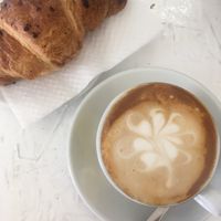 Soy cappuccino and dark chocolate vegan croissant  at Cristally di Zucchero in Matera