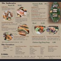 Menu at Bonjour Vietnam in Boca Raton