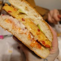 Classic vegan burger at Frituur Franky in Oostende