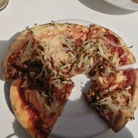 Small pizza with vegan cheese, vegan haggis, red onion marmelade & potato at Mamma's American Pizza in Edinburgh