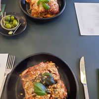 Lasagne with vegan cheese at Vangroenten in Hasselt
