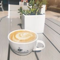 Oat milk latte  at Narrative Coffee Roasters in Naples