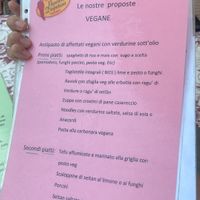 One side of the vegan menu at Pizzaria Peperetta Dispetusa in Imperia