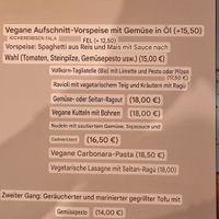 Vegane Karte in deutscher Übersetzung at Pizzaria Peperetta Dispetusa in Imperia