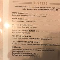Burger menu showing a veggie pattie as well as a plant based beef pattie and a plant based chicken pattie - I'm not used to getting so much choice :-) at The Ranch Bar & Grill in Te Anau