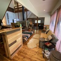 View from the bar (on the left) and dining area at the back  at Onpoint Madarao in Myoko