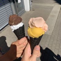 Dark vegan cones at Limette Eis-Cafe in Freiburg