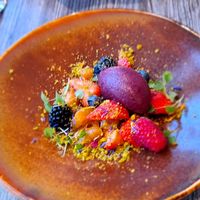 Sorbet of cherry with red fruit at Bosq in Den Hoorn Texel