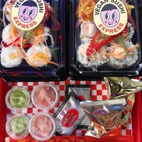 4 different kinds of sushi at Vegan Sushi Express in Rotterdam