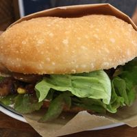 Teriyaki donut burger at Hatena in Tokyo