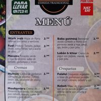 The menu (i) at Be Beirut in Madrid