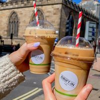 iced lattes (left caramel, right coconut) at Drift-In in York