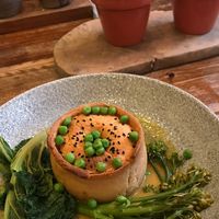 Vegan potato and veg pie with greens and curry  at The Botanist in York