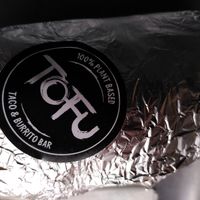 Outside of my tofu burrito at El Rayo Vegan Cantina in York