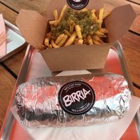 Mushroom burrito and tomatillo fries 🍟  at El Rayo Vegan Cantina in York
