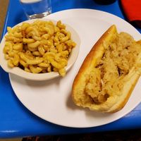 Baked mac and cheese and beyond brat at Earth Based Cafe in Martinsburg