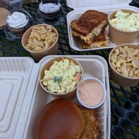 Our picnic spread. Reuben and crabby sandwich pictured. at Earth Based Cafe in Martinsburg