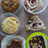 My selection of takeaways from Flourchild at the Farmers' Market (March 2021) at Flourchild Vegan Baking  in Courtenay