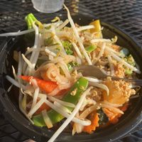 Tofu drunken noodles sans egg   at Siam Orchid in Bar Harbor