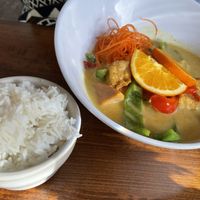 Yellow curry with tofuu  at Siam Orchid in Bar Harbor