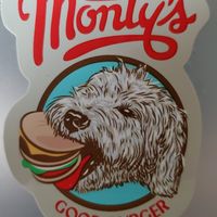 Free stickers too! Too cute! at Monty's Good Burger - 3rd St in Los Angeles