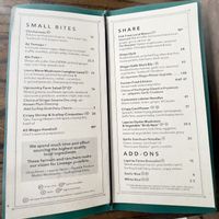 Menu  at Lineage in Wailea