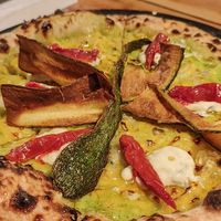 Zucchini cream based Pizza at Plant Base in Lisbon
