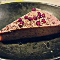 ‏vegan strawberry cake at Plant Base in Lisbon