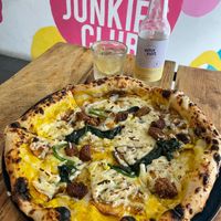 Beyond sausage, spinach and potato pizza from Baked  at Plant Base in Lisbon