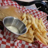 Burger with bacon and caramelised onion at Plant Base in Lisbon