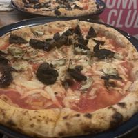 Fungi and artichoke pizza  at Plant Base in Lisbon