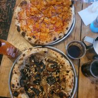 BBQ jackfruit and mushroom pizzas at Plant Base in Lisbon
