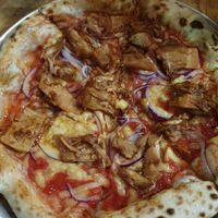 bbq jackfruit pizza at Plant Base in Lisbon
