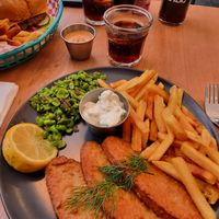 Vegan fish and chips 😊 at Plant Base in Lisbon