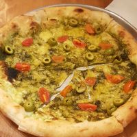 Pesto pizza at Plant Base in Lisbon