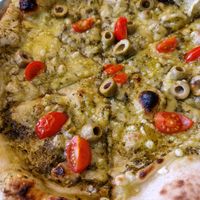 Pesto pizza. at Plant Base in Lisbon