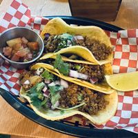 The chorizo tacos. The server said they were spicy, but I didn’t think so.   at Plant Base in Lisbon