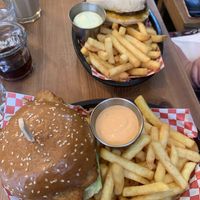 Fish burger and prego   at Plant Base in Lisbon