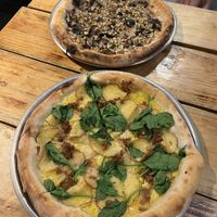 Fungee pizza and potato pizzaa  at Plant Base in Lisbon