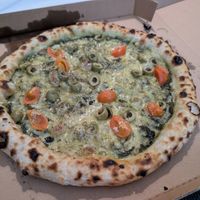 Pesto pizza at Plant Base in Lisbon