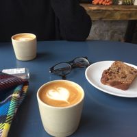 Coffee and banana cake  at Yallah Coffee Kiosk in St Ives