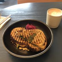 Vegan cheese toastie at Yallah Coffee Kiosk in St Ives