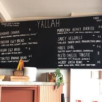 March 2022 menu - 4 vegan dishes  at Yallah Coffee Kiosk in St Ives