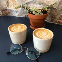 Oat flat whites @ yallah coffee st ives at Yallah Coffee Kiosk in St Ives