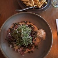 The vegan beetroot steak tartare and pommes frites   at Metro in Malmo