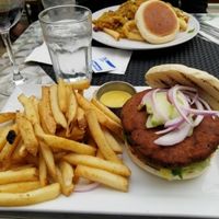 Black bean falafel burger at Karoo Restaurant in Eastham