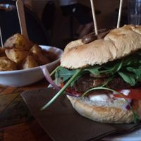 mushroom burger  at Cat Bar in Barcelona
